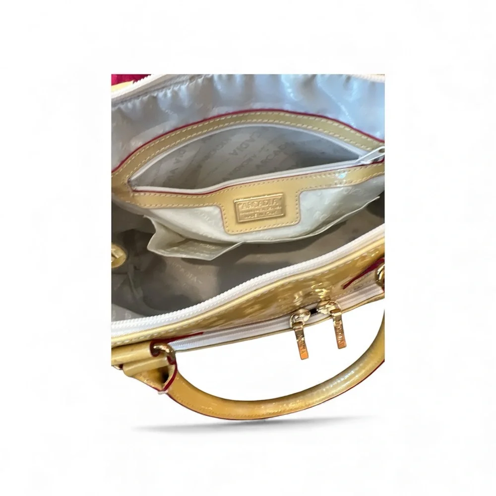 Arcadia Yellow top handle Patent Leather Handbag